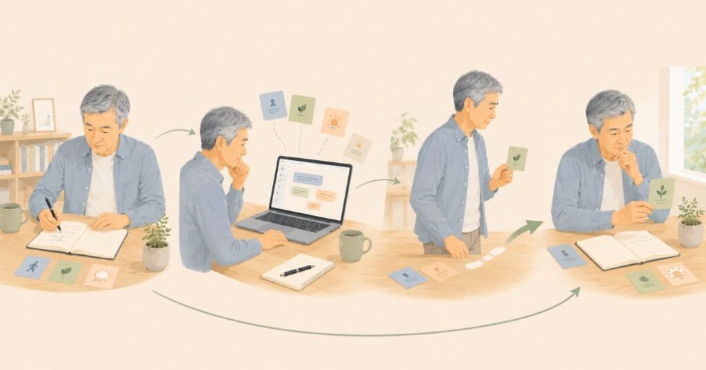 日記 → 振り返り → 小さな行動で、思考は少しずつ深まる