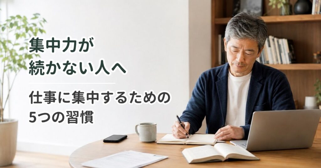 集中力が続かない人へ｜仕事に集中するための5つの習慣