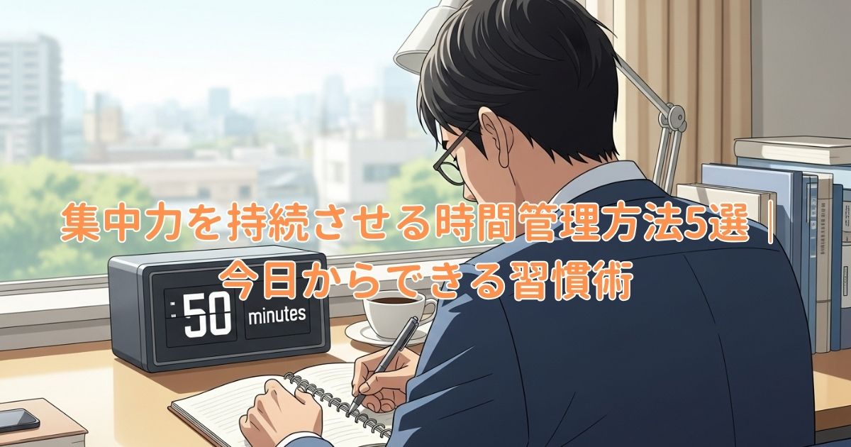集中力を持続させる時間管理方法5選｜今日からできる習慣術