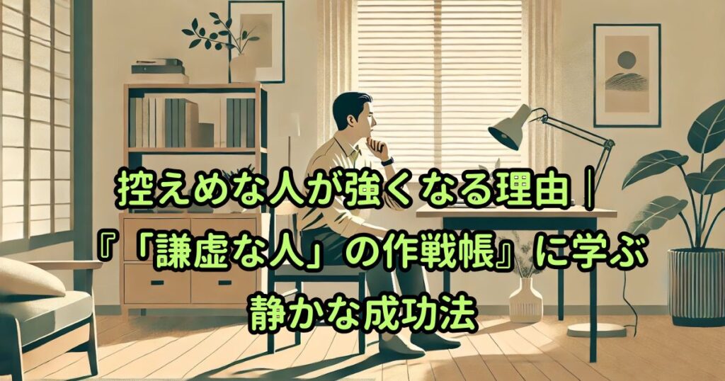 控えめな人が強くなる理由｜『「謙虚な人」の作戦帳』に学ぶ静かな成功法