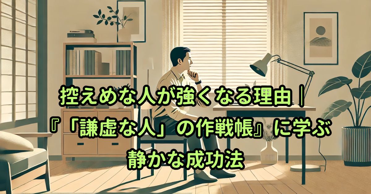控えめな人が強くなる理由｜『「謙虚な人」の作戦帳』に学ぶ静かな成功法