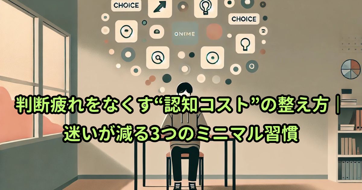 判断疲れをなくす“認知コスト”の整え方｜迷いが減る3つのミニマル習慣
