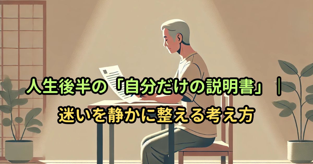 人生後半の「自分だけの説明書」|迷いを静かに整える考え方