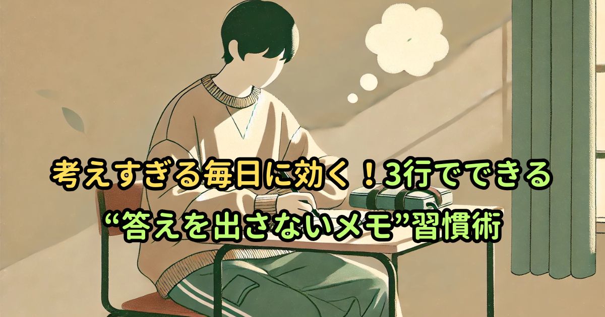 考えすぎる毎日に効く！3行でできる“答えを出さないメモ”習慣術