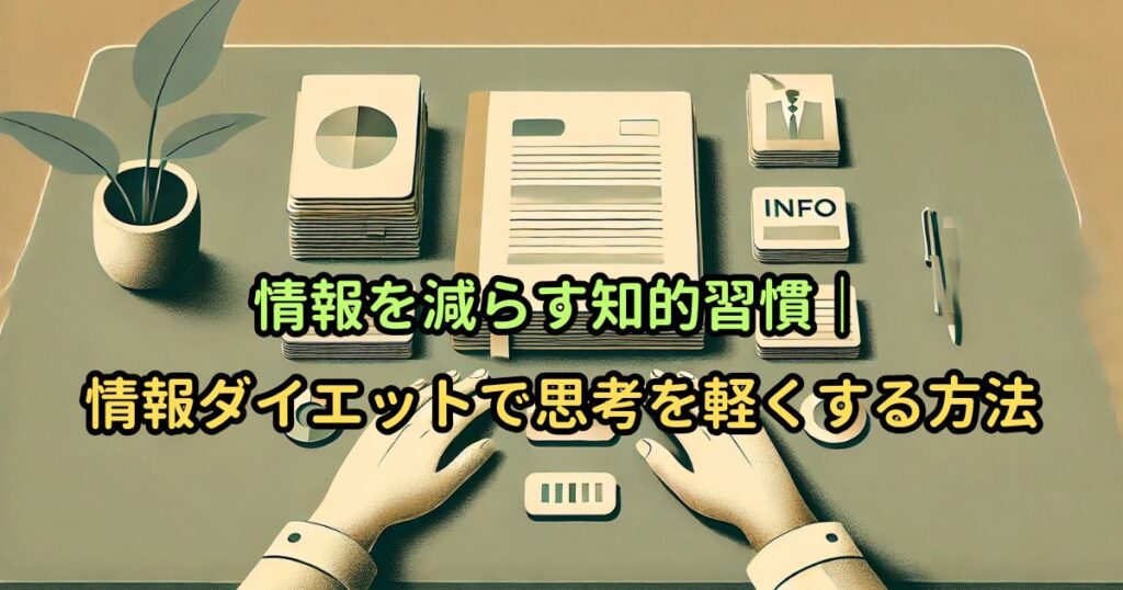 情報を減らす知的習慣｜情報ダイエットで思考を軽くする方法