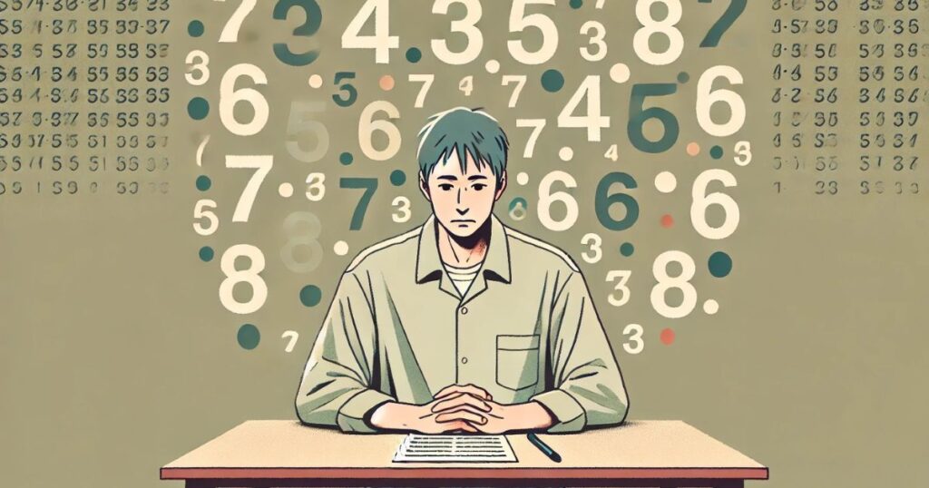 数字に囲まれて疲れている状態