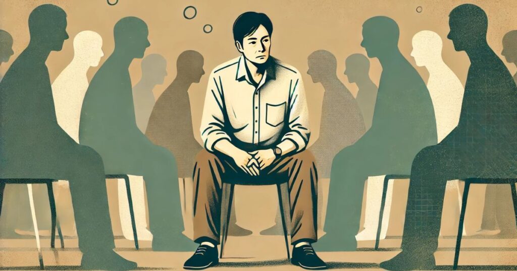 他人の影に囲まれて疲れている状態