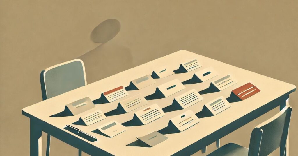 肩書きが並んだイラスト