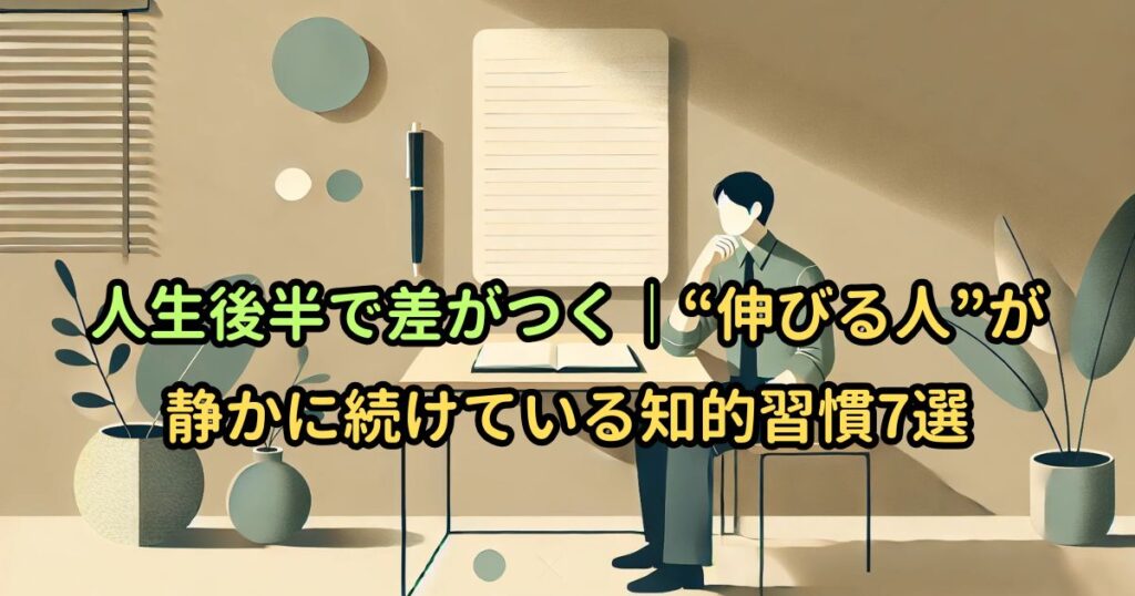 人生後半で差がつく｜“伸びる人”が静かに続けている知的習慣7選