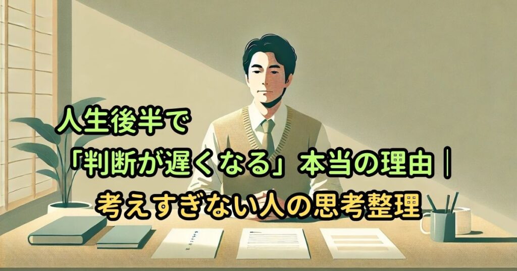 人生後半で「判断が遅くなる」本当の理由｜考えすぎない人の思考整理