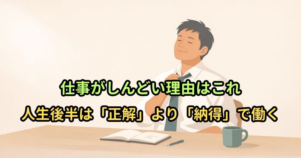 仕事がしんどい理由はこれ｜人生後半は「正解」より「納得」で働く