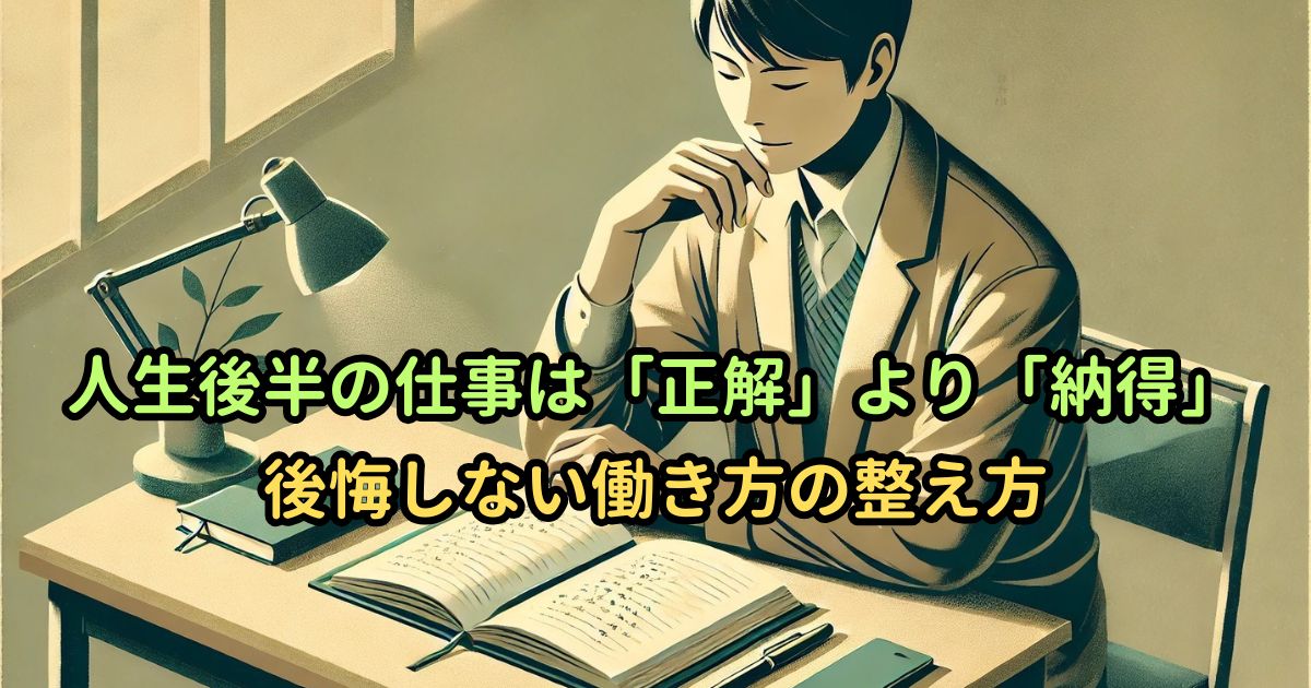 人生後半の仕事は「正解」より「納得」｜後悔しない働き方の整え方
