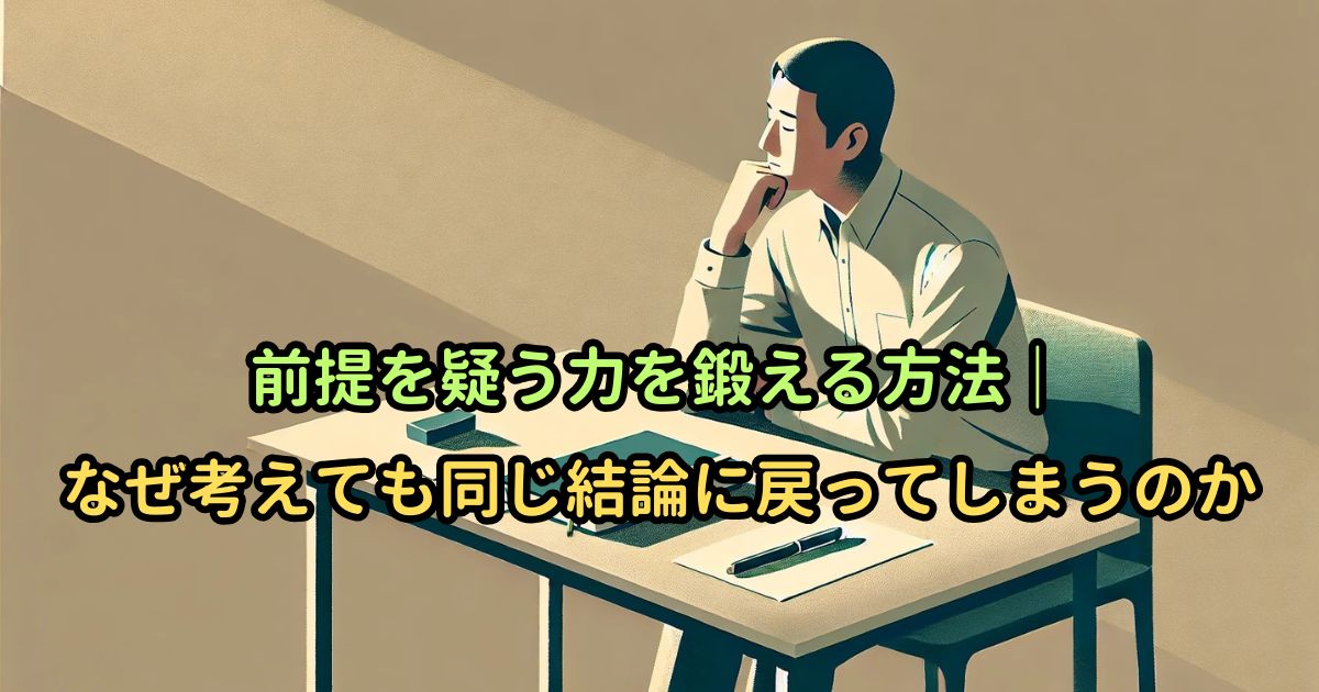 前提を疑う力を鍛える方法｜なぜ考えても同じ結論に戻ってしまうのか