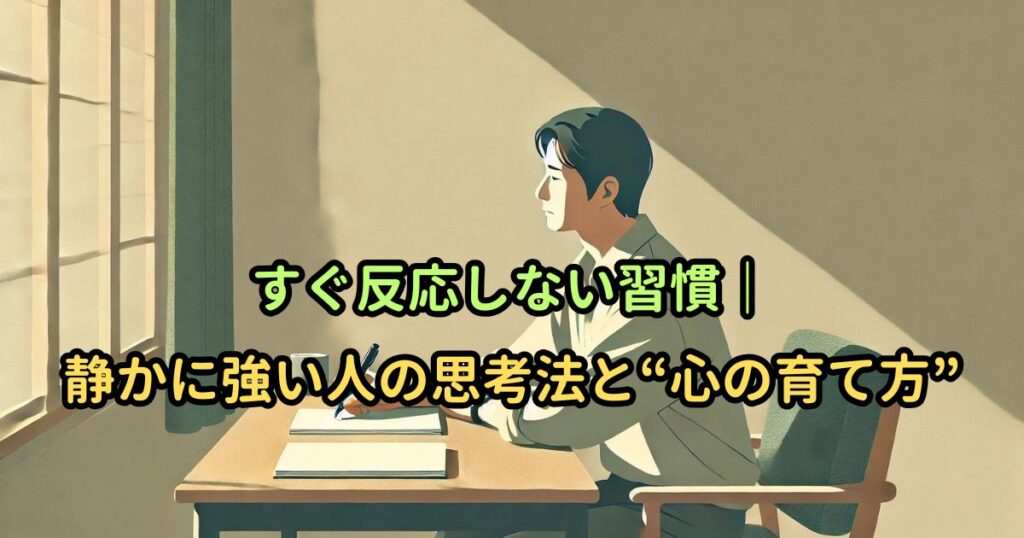 すぐ反応しない習慣｜静かに強い人の思考法と“心の育て方”