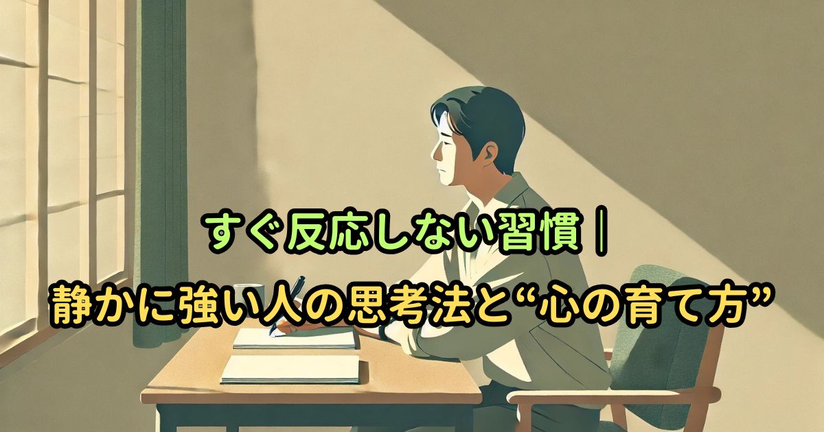 すぐ反応しない習慣｜静かに強い人の思考法と“心の育て方”