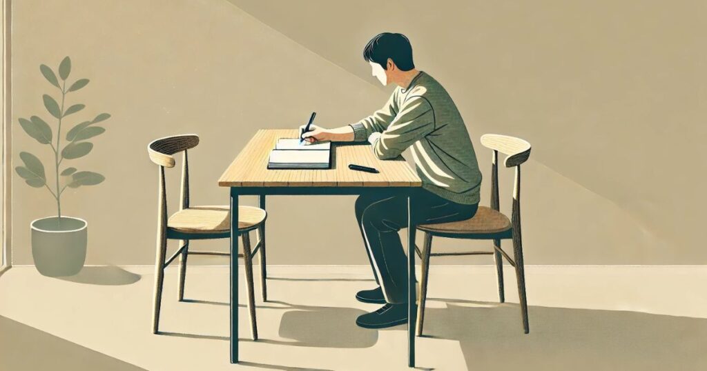 書き出すシーン