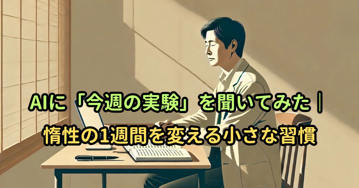 AIに「今週の実験」を聞いてみた｜惰性の1週間を変える小さな習慣