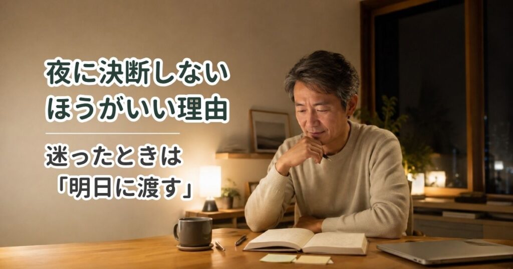 夜に決断しないほうがいい理由｜迷ったときは「明日に渡す」