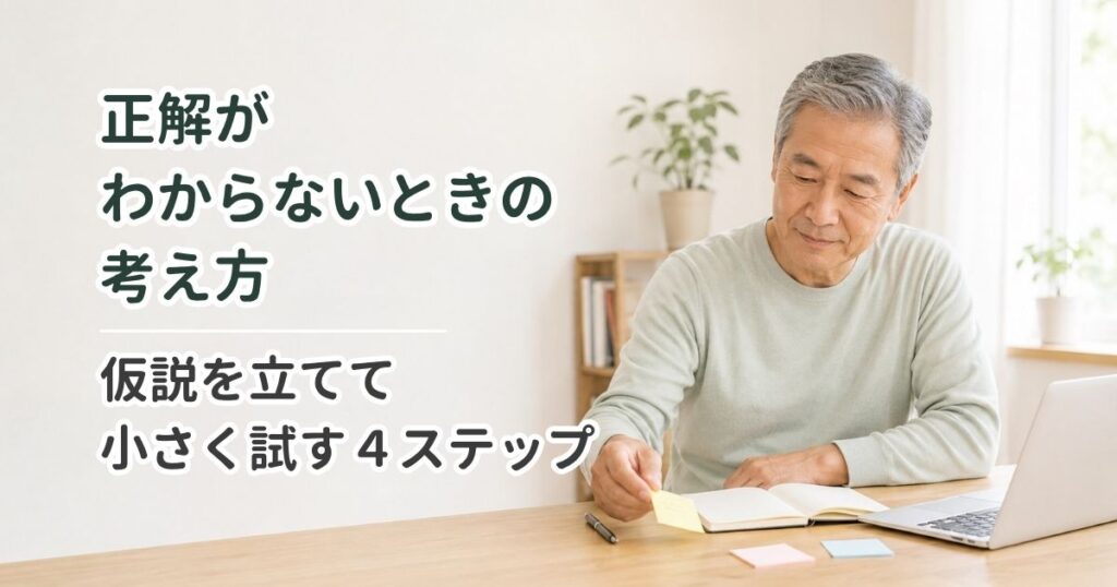 正解がわからないときの考え方｜仮説を立てて小さく試す4ステップ