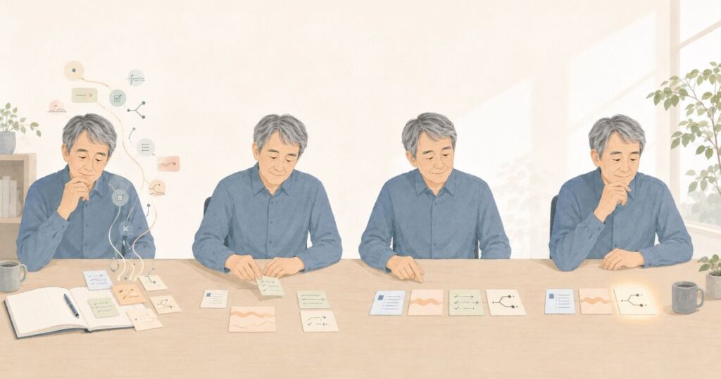 思考整理は「出す・分ける・並べる・決める」