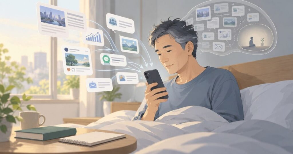 朝一番にスマホを見ると、外の情報から一日が始まる