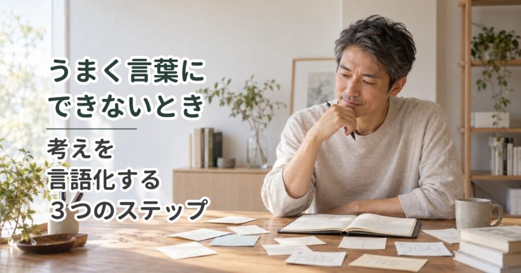 うまく言葉にできないとき｜考えを言語化する3つのステップ